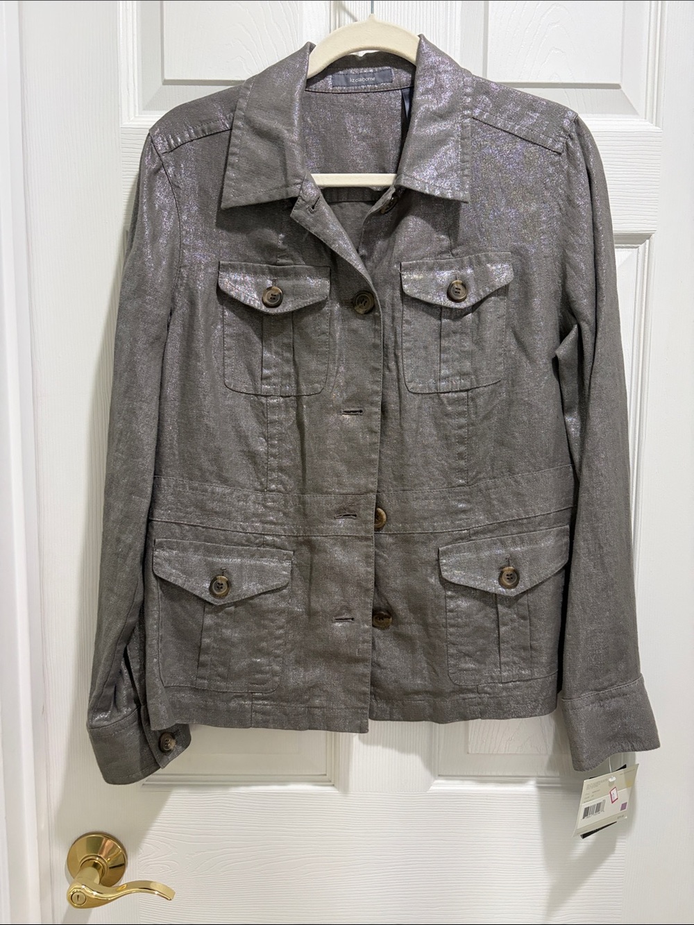 Liz Claiborne Metallic Gray Utility Jacket M